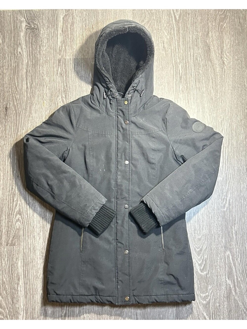 Lauren Ralph Lauren Hooded Quilted Parka Womens S Black Coat